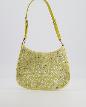 *HOT* Prada Yellow Satin Crystal Cleo Bag with Silver Hardware