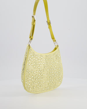 *HOT* Prada Yellow Satin Crystal Cleo Bag with Silver Hardware