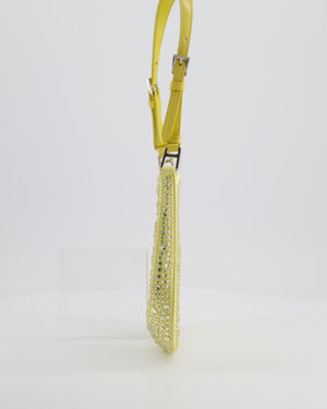 *HOT* Prada Yellow Satin Crystal Cleo Bag with Silver Hardware