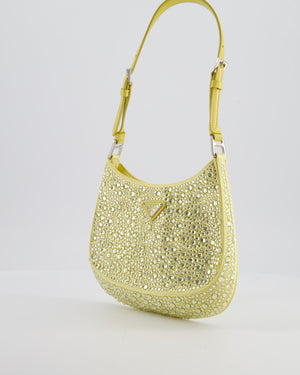 *HOT* Prada Yellow Satin Crystal Cleo Bag with Silver Hardware