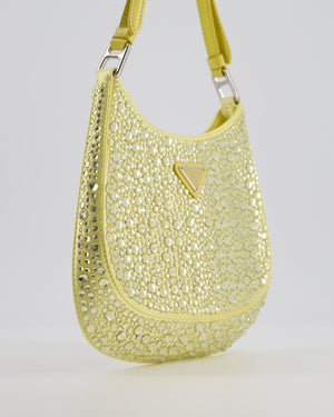 *HOT* Prada Yellow Satin Crystal Cleo Bag with Silver Hardware
