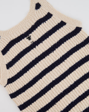 Christian Dior Cream and Navy Striped Knitted Cardigan and Top Set Size FR 36 (UK 8) RRP £2,100