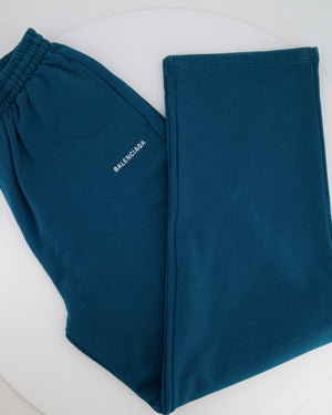 Balenciaga Unisex Petrol Blue Tracksuit Set with White Embroidered Logo Detail Size XS/S (UK6/8) RRP £1,250