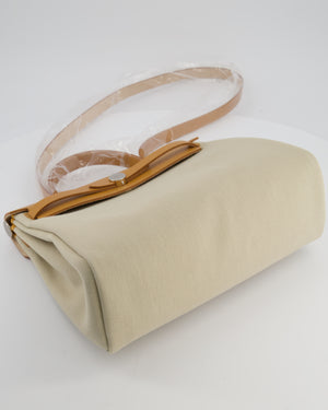 Hermès Herbag 31 Zip Bag in Beton Toile Officier Canvas, Naturel Sable Vache Hunter Leather with Palladium Hardware