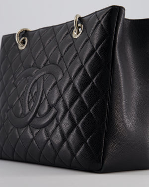 Chanel Black Caviar GST Grand Shopper Tote Bag with Silver Hardware