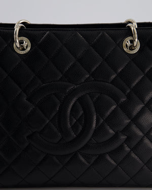 Chanel Black Caviar GST Grand Shopper Tote Bag with Silver Hardware