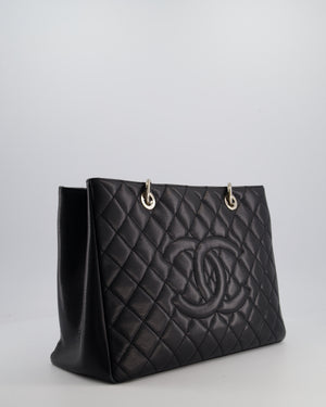Chanel Black Caviar GST Grand Shopper Tote Bag with Silver Hardware