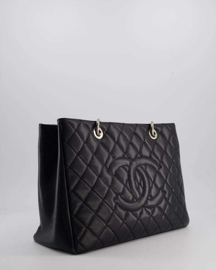 Chanel Black Caviar GST Grand Shopper Tote Bag with Silver Hardware
