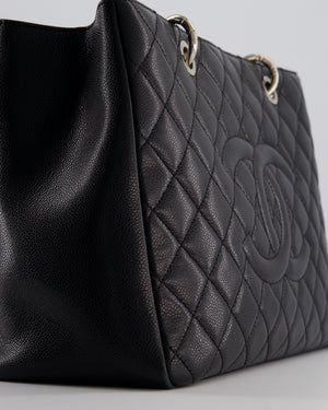 Chanel Black Caviar GST Grand Shopper Tote Bag with Silver Hardware