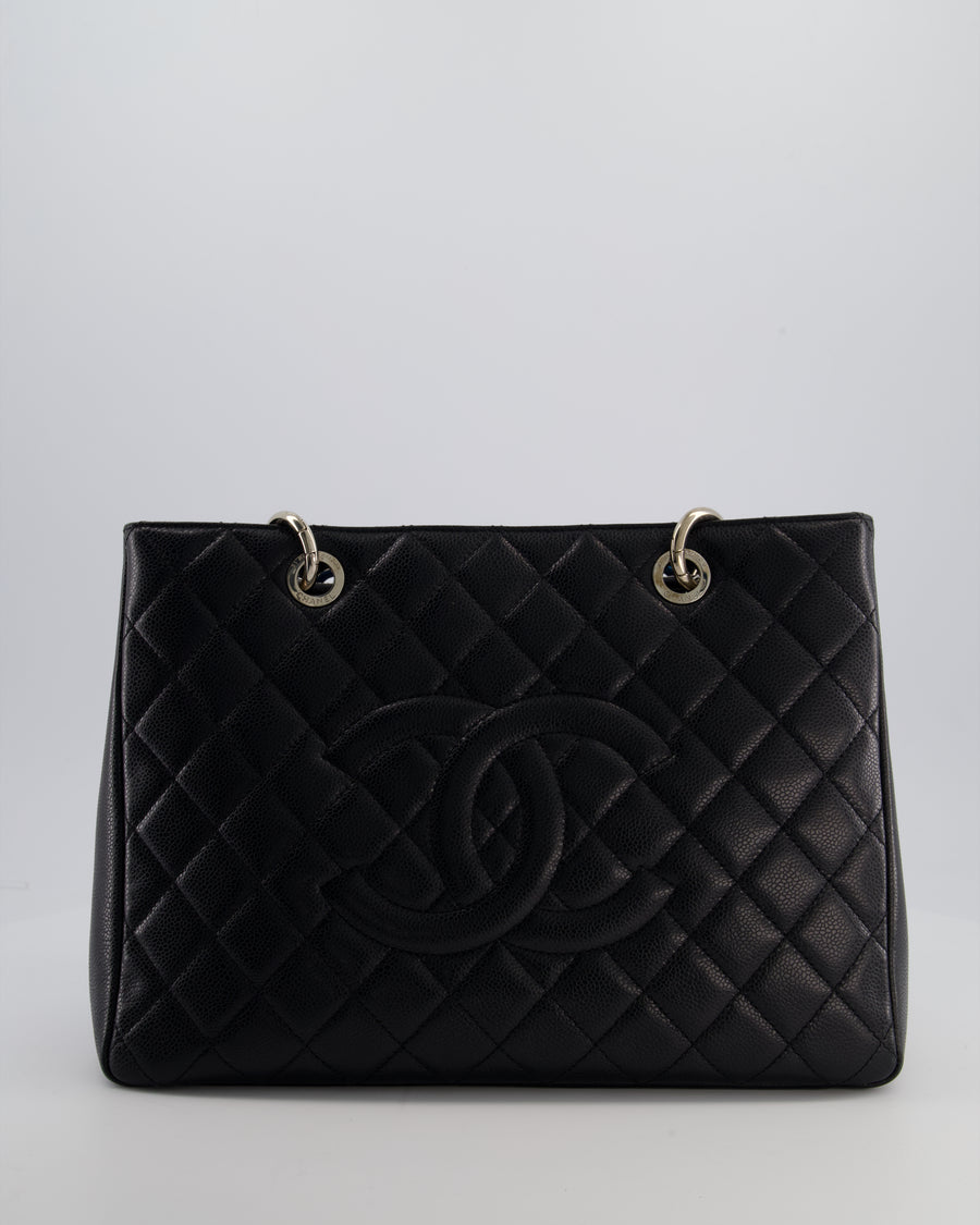 Chanel Black Caviar GST Grand Shopper Tote Bag with Silver Hardware