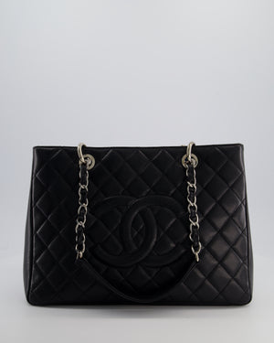Chanel Black Caviar GST Grand Shopper Tote Bag with Silver Hardware
