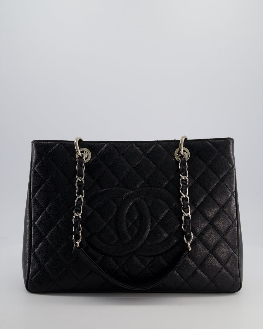 Chanel Black Caviar GST Grand Shopper Tote Bag with Silver Hardware