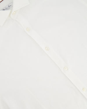 Loro Piana White Cotton Button Down Shirt Size M (UK 10)