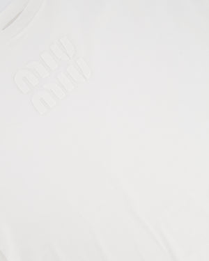Miu Miu White Long Sleeve Top with Stitched Logo Detail Size M (UK 10) RRP £670