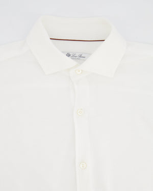 Loro Piana White Cotton Button Down Shirt Size M (UK 10)