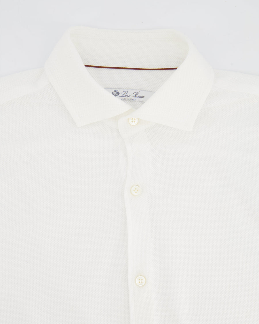 Loro Piana White Cotton Button Down Shirt Size M (UK 10)