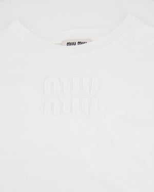 Miu Miu White Long Sleeve Top with Stitched Logo Detail Size M (UK 10) RRP £670