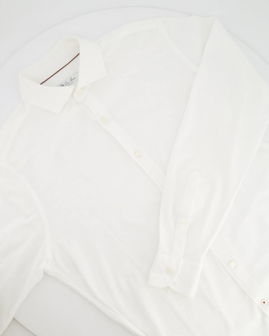Loro Piana White Cotton Button Down Shirt Size M (UK 10)
