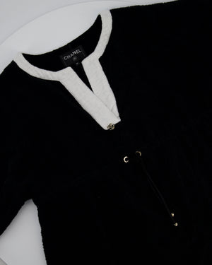 Chanel 23/M Black Terry Coco Beach Mini Cover Up Dress with CC Logo detail FR 36 (UK 8)