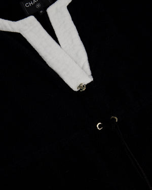 Chanel 23/M Black Terry Coco Beach Mini Cover Up Dress with CC Logo detail FR 36 (UK 8)