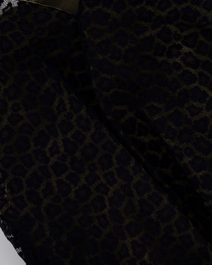 Alaïa Black Leopard Printed Textured Long-Sleeve Midi Dress Size FR 36 (UK 8)
