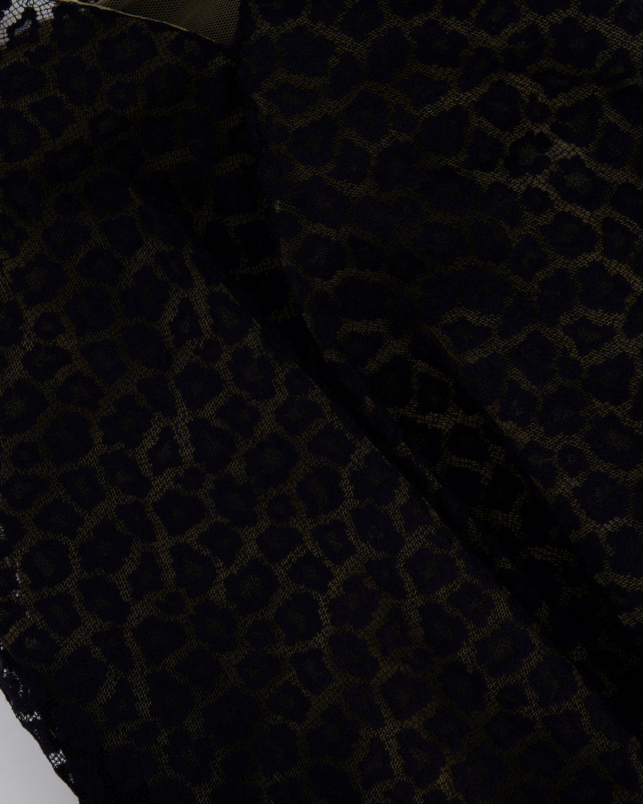 Alaïa Black Leopard Printed Textured Long-Sleeve Midi Dress Size FR 36 (UK 8)