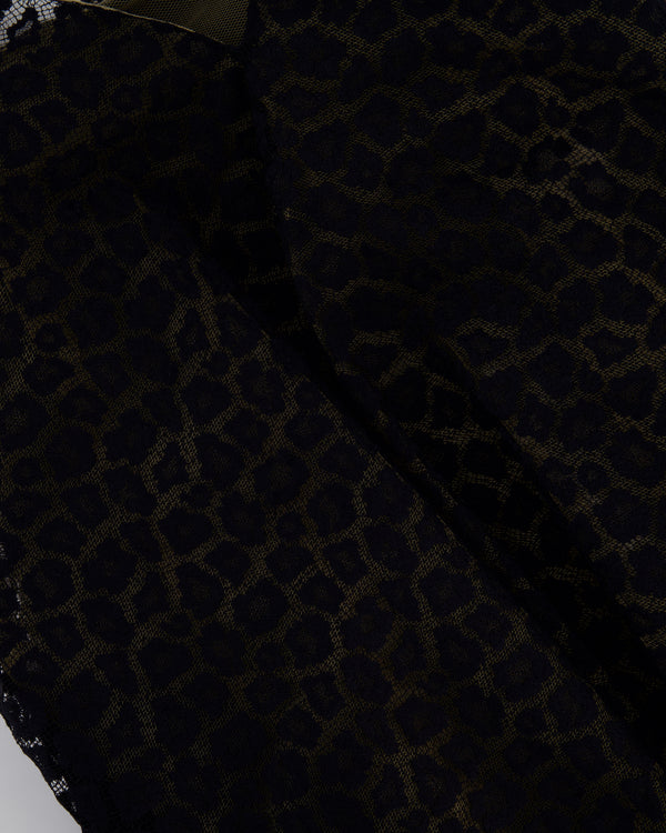 Alaïa Black Leopard Printed Textured Long-Sleeve Midi Dress Size FR 36 (UK 8)