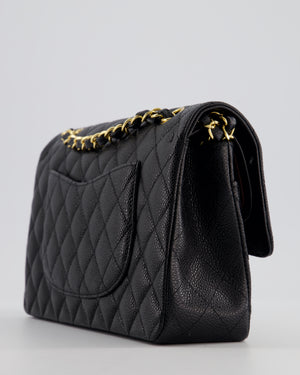 Chanel Black Classic Medium Double Flap Bag in Caviar Leather with Gold Hardware