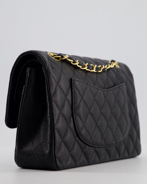 Chanel Black Classic Medium Double Flap Bag in Caviar Leather with Gold Hardware