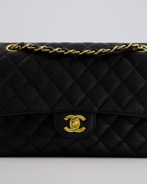 Chanel Black Classic Medium Double Flap Bag in Caviar Leather with Gold Hardware