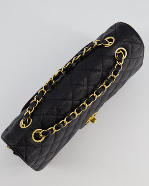 Chanel Black Classic Medium Double Flap Bag in Caviar Leather with Gold Hardware