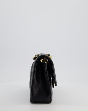 Chanel Black Classic Medium Double Flap Bag in Caviar Leather with Gold Hardware