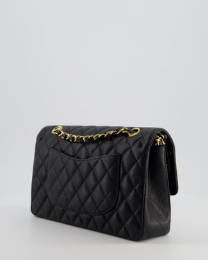 Chanel Black Classic Medium Double Flap Bag in Caviar Leather with Gold Hardware