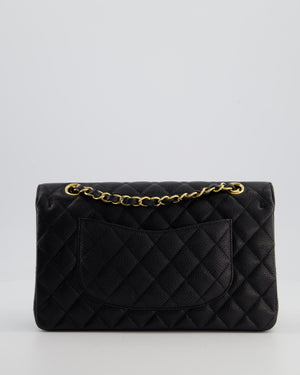 Chanel Black Classic Medium Double Flap Bag in Caviar Leather with Gold Hardware