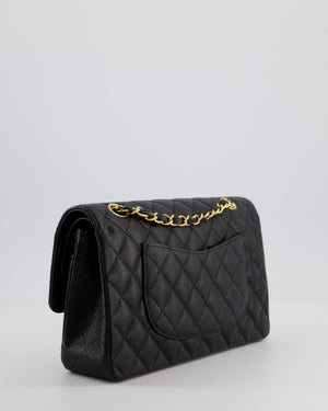 Chanel Black Classic Medium Double Flap Bag in Caviar Leather with Gold Hardware