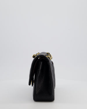 Chanel Black Classic Medium Double Flap Bag in Caviar Leather with Gold Hardware