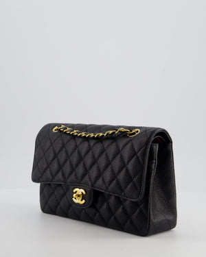 Chanel Black Classic Medium Double Flap Bag in Caviar Leather with Gold Hardware