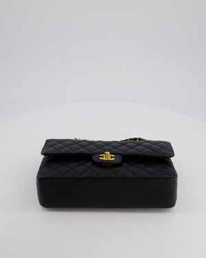 Chanel Black Classic Medium Double Flap Bag in Caviar Leather with Gold Hardware