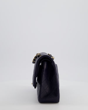 Chanel Navy Classic Medium Double Flap Bag in Caviar Leather with Champagne Gold Hardware