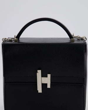*FIRE PRICE* Hermès Cinhetic Box Bag in Noir Chevrè Chamkila Leather with Palladium Hardware