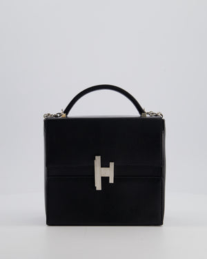 *FIRE PRICE* Hermès Cinhetic Box Bag in Noir Chevrè Chamkila Leather with Palladium Hardware