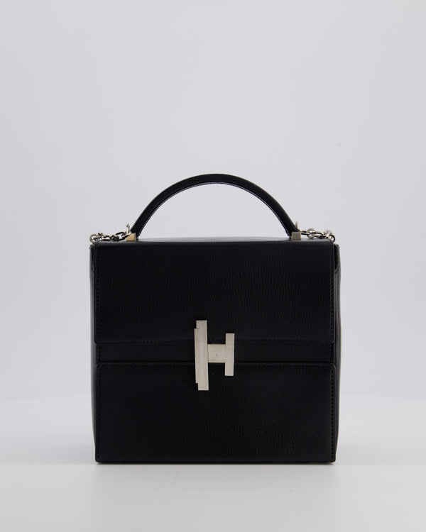 *FIRE PRICE* Hermès Cinhetic Box Bag in Noir Chevrè Chamkila Leather with Palladium Hardware