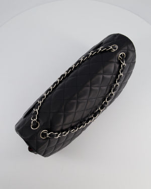 Chanel Black Maxi Classic Single Flap Bag in Lambskin Leather with Silver Hardware