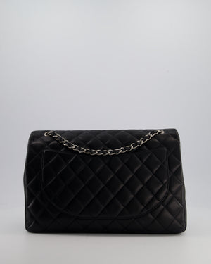 Chanel Black Maxi Classic Single Flap Bag in Lambskin Leather with Silver Hardware