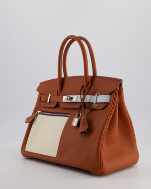 *HOT & RARE* Hermès Birkin 30 Retourne Colormatic Bag in Cuivre, Nata, Bleu Brume, Chai and Lime Swift Leather with Palladium Hardware