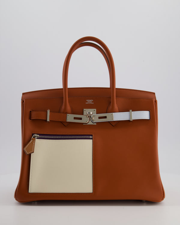 *HOT & RARE* Hermès Birkin 30 Retourne Colormatic Bag in Cuivre, Nata, Bleu Brume, Chai and Lime Swift Leather with Palladium Hardware