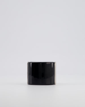 Chanel Black Cuff Bracelet with CC Logo and Brushed Silver Hardware
