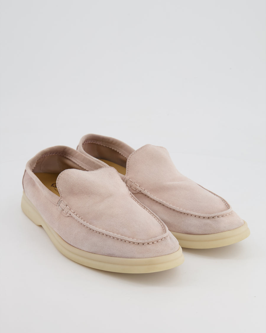 Loro Piana Light Pink Suede Summer Walk Loafers Size EU 41 RRP £775