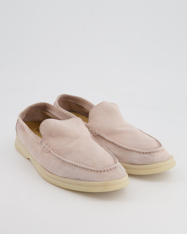 Loro Piana Light Pink Suede Summer Walk Loafers Size EU 41 RRP £775