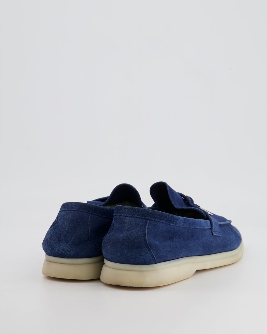 Loro Piana Navy Blue Suede Summer Charm Walk Loafers Sizer EU 41 RRP £795